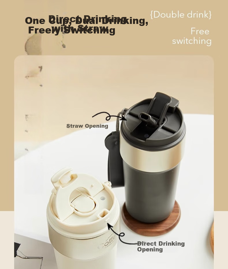 CaROTE Insulated Mug with Ceramic Inner, Coffee Cup, Cold-Keeping Straw, Portable Handle Water Bottle, Gift for Men, Women, Children And Students on Special Occasions 3