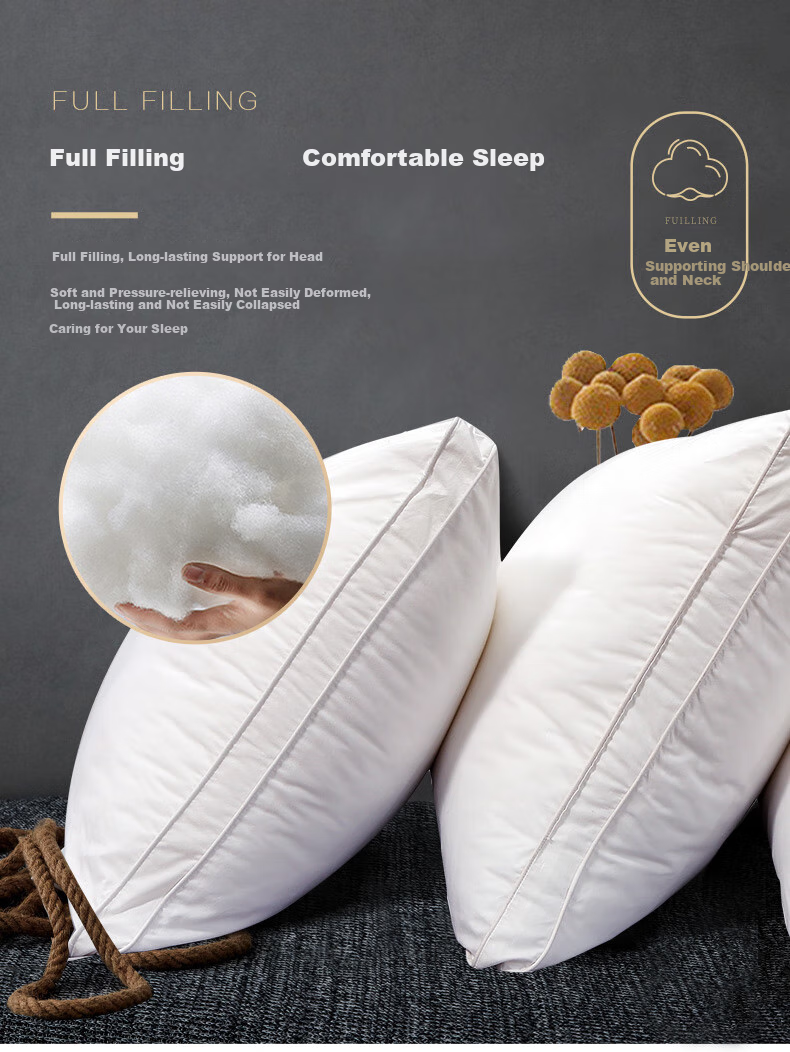 FUANNA Home Textile Pillow Core, Pure Cotton Fabric, Antibacterial Pillow, Adult Soft Pillow, Hotel Pillow, Fiber Pillow, Low Pillow, 70*45cm 4