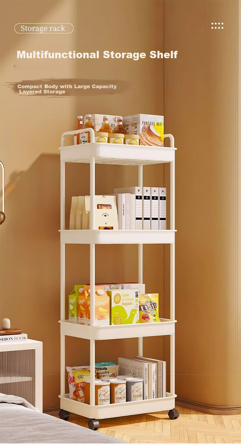 Jingjiayi Baby Stroller Storage Rack, Multi-Layer Bathroom Kitchen Floor-Standing Vegetable Snack Movable Storage Shelf, 3-Tier 1