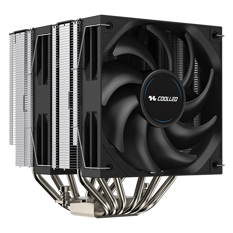 COOLLEO Yitian B60T Standard Edition V2 Tower CPU Cooler 6 Heat Pipes (Six Copper Pipes) Dual Tower Fan Silent Computer Air Cooling Black AM5 AMD 1700 1200
