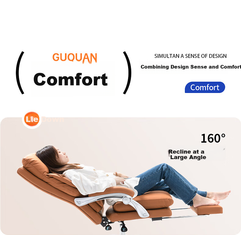 Guquan Ergonomic Office Chair, Computer Chair, Reclining Chair, Comfortable for Long Sitting, Executive Chair, Home Chair C570 Black 2