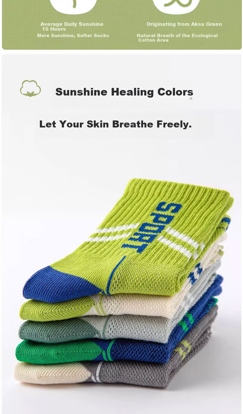 Mianmanman Children's Socks for Boys, Xinjiang Cotton, Summer Thin Mesh Breathable Odor-Resistant Anti-Mite Socks for Older Children And Students, 7 Pairs TT 2
