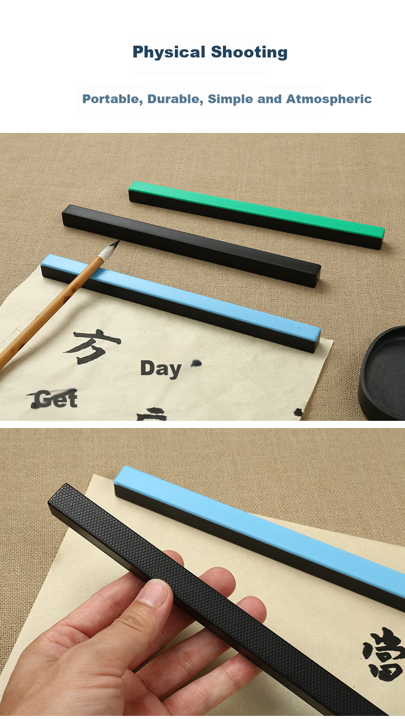 HANMO White Iron 215 Paperweight Ruler, Simple Cast Iron Calligraphy Brush Student Paperweight, Four Treasures of The Study Double Pack Ruler And Pressing Ruler 5