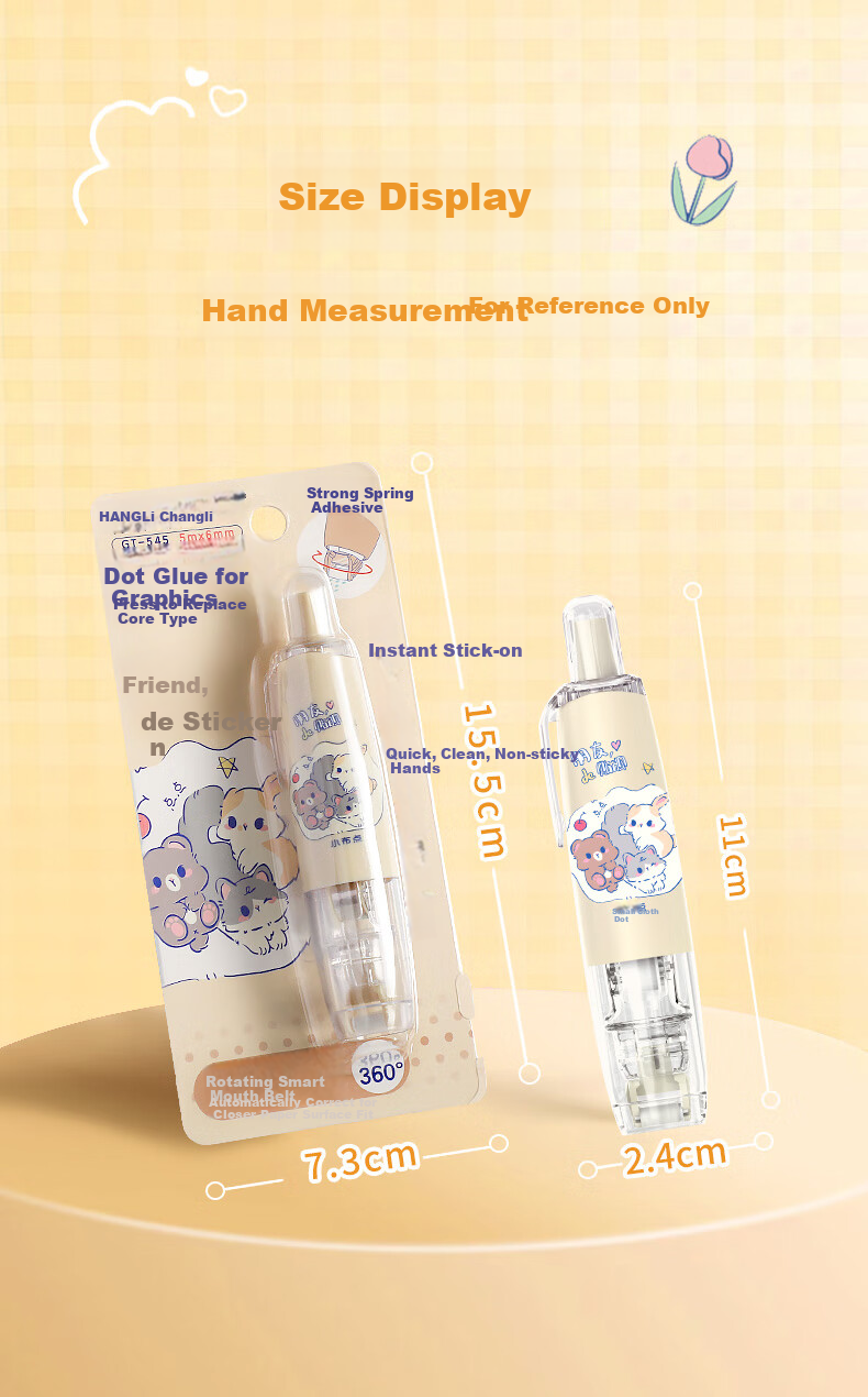 CHANGLi Push-Button Dot Glue Correction Tape Double-Sided Transparent High-Adhesive Student Error Correction Tape Journal Sticker Dot Glue Pen Children's Handcraft Dotted Double-Sided Adhesive Glue Large Capacity 13