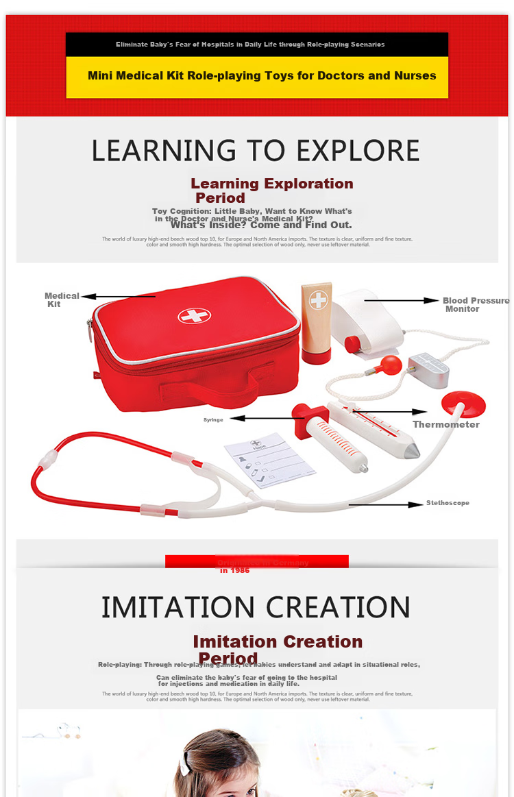 Hape Children's Pretend Play Nurse And Little Doctor Portable Stethoscope Set, Birthday Gift E3010 3