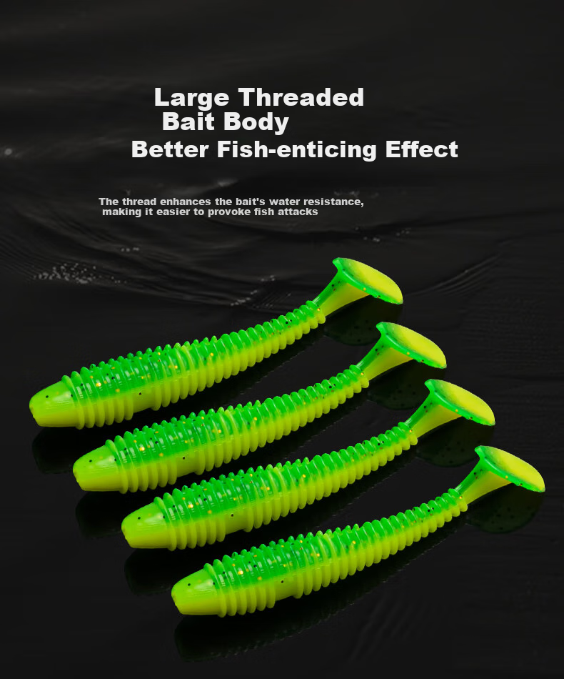 Guowangluya Lure Soft Bait T-Tail Lead Hook Artificial Bait Set Fishing Rig Soft Bait for Mandarin Fish Root Fishing in Freshwater 6