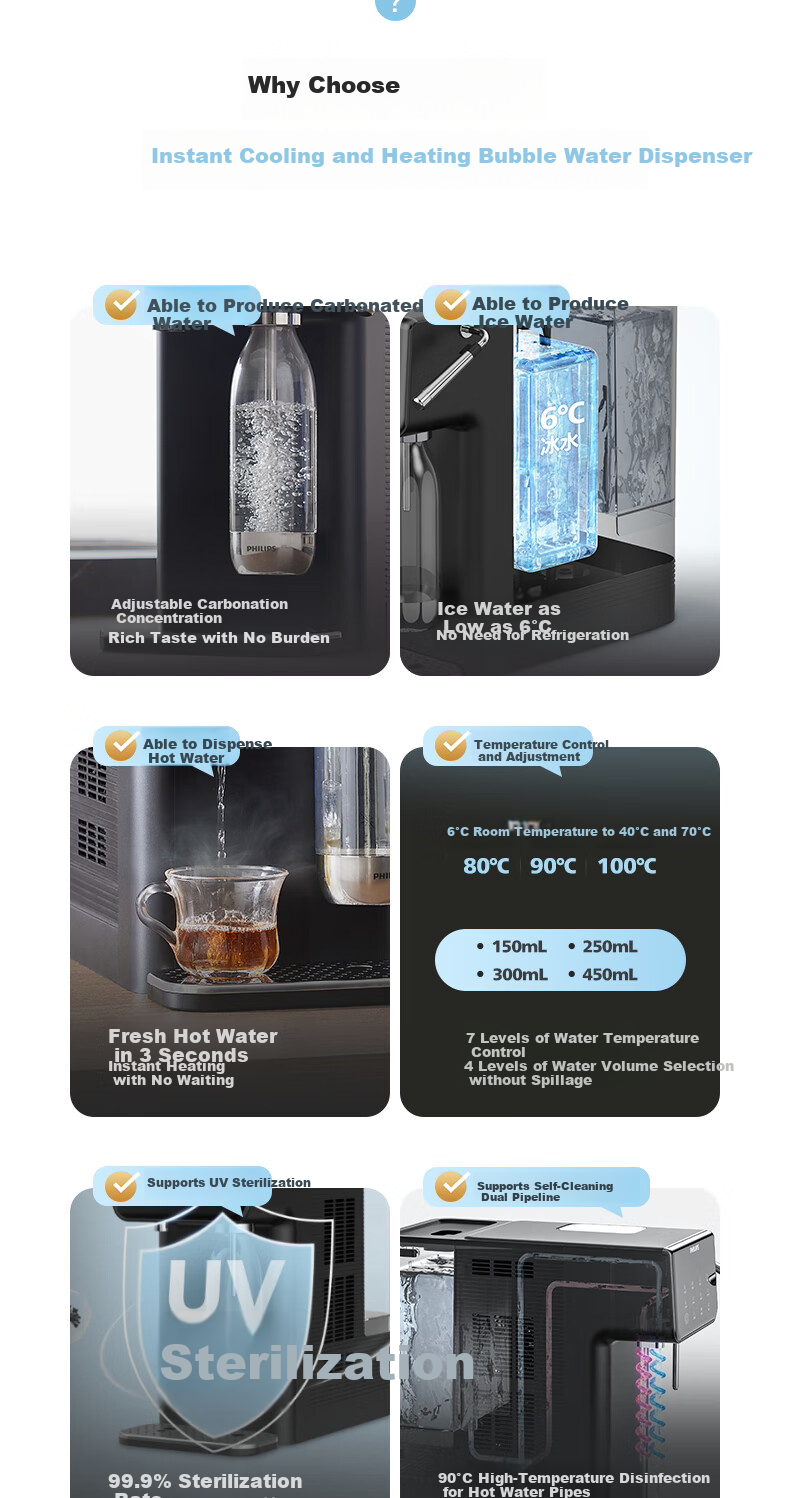 PHILIPS Instant Hot Water Dispenser, Cooling And Heating All-In Sparkling Water Machine, Tea Bar Machine, Hot And Cold Drinking Water Dispenser, Desktop Tabletop No-Installation Water Dispenser, McKinsey ADD4849/93 2