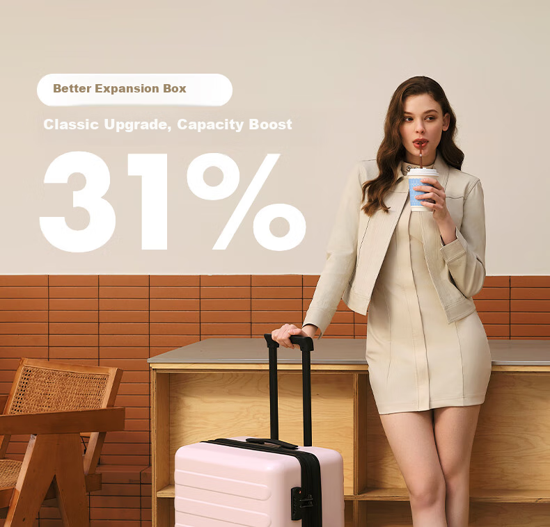 90Fen Luggage 24-Inch Rhine River Expandable Version Suitcase Large Capacity Travel Case with Password Lock Cherry Blossom Pink 1