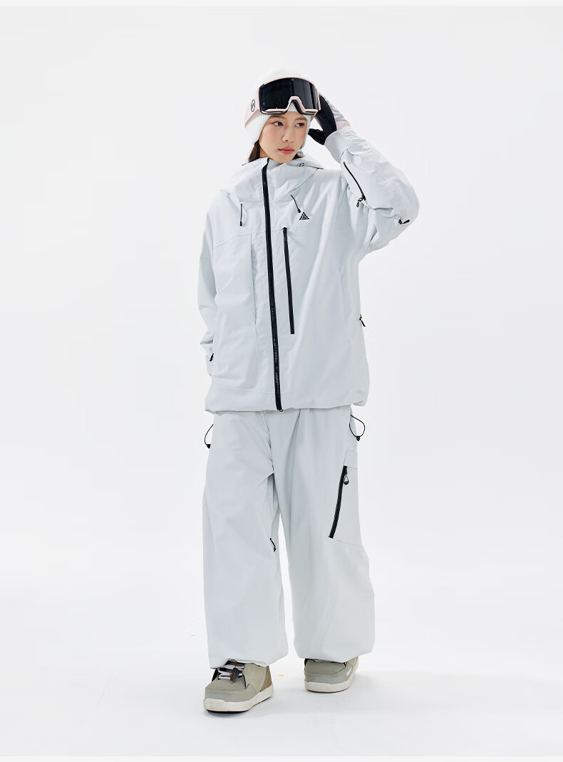 NANEN Women's 3L Fully Taped Waterproof Loose Fit Professional Thickened Snowboard Pants, Black, M 22