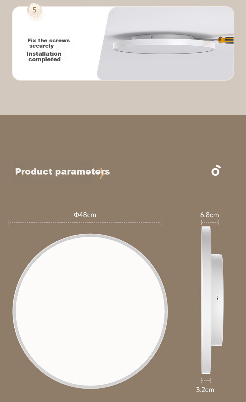 Haishibao Lightweight Full Spectrum Bedroom Smart Ceiling Light 2.7cm Ultra-thin Seamless Eye Protection Minimalist All-inclusive 28