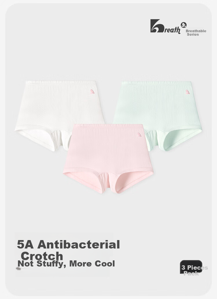 Jiusuiban Children's Sweat-Wicking Underwear, Girls' 50S Modal Boyshorts, Big Kids' 5A Antibacterial Jacquard Mesh Boxer Briefs 1