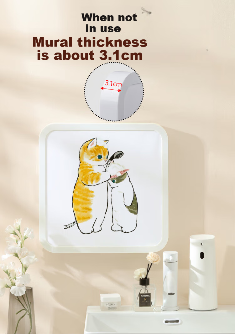 Fanyejia Bathroom Wall Painting Storage Box, Toilet Clothes Organizer, Waterproof No-Drilling Wall-Mounted Folding Storage Cabinet, Storage Rack 5