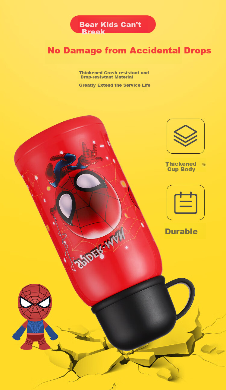 Dishini Children's Insulated Cup with Straw, Direct Drinking Bottle, 316 Stainless Steel, Large Capacity, Boys And Girls Elementary School Students, Double Lid Water Cup 7