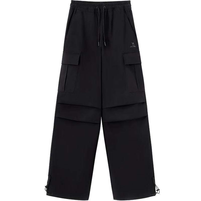 CAMEL Women's Straight-Leg Woven Workwear Pants Water-Repellent Paratrooper Trousers C24CA6L6619 Phantom Black XS