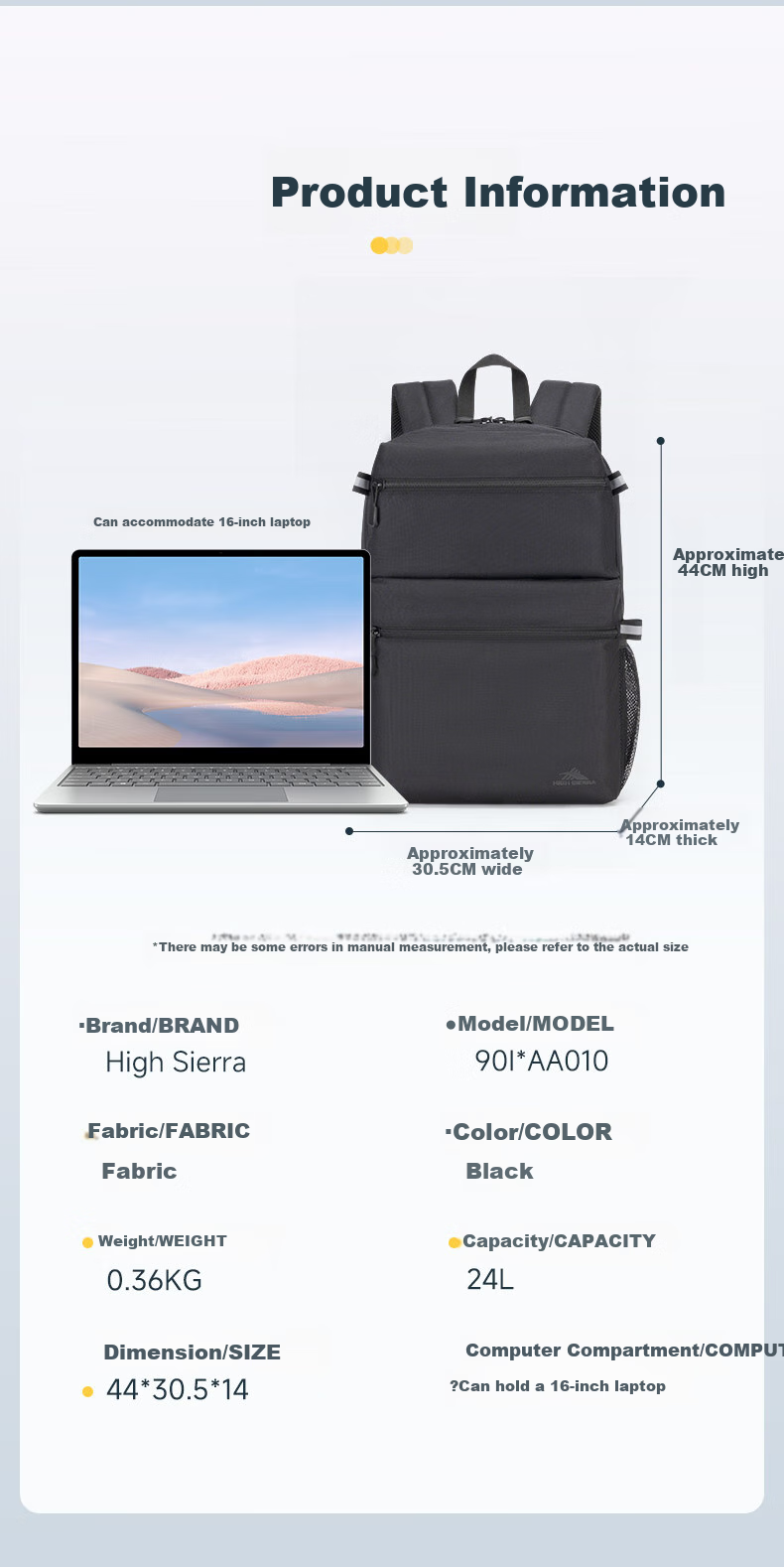 High Sierra Lightweight Outdoor Backpack for Women, Urban Casual Laptop Bag, New Xueli Brand Portable Durable Backpack, Commuter Schoolbag 10