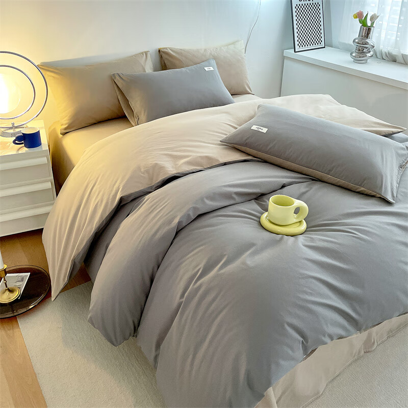 Hodo Pure Cotton Duvet Cover Single Piece Xinjiang Full Cotton Thickened Double Dormitory Quilt Cover 200*230cm Beige Camel + Khaki