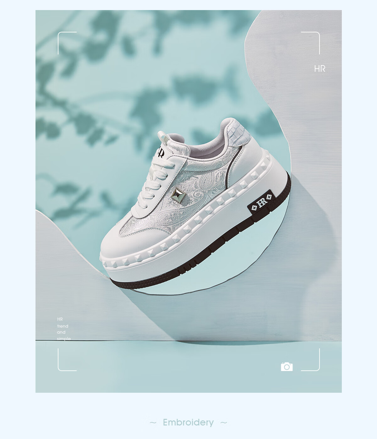 HRHR Women's Shoes 2025 Autumn Winter New Versatile White Thick Sole Casual Embroidered Sneakers White Size 38 2