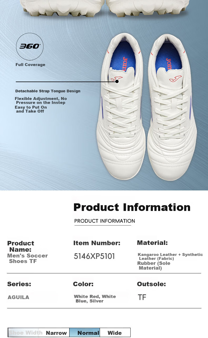 JOMA Kangaroo Leather Soccer Shoes for Men with TF Turf Studs, Professional Competition Training Shoes for Adults, Teenagers And Students, Silver, Size 39 4
