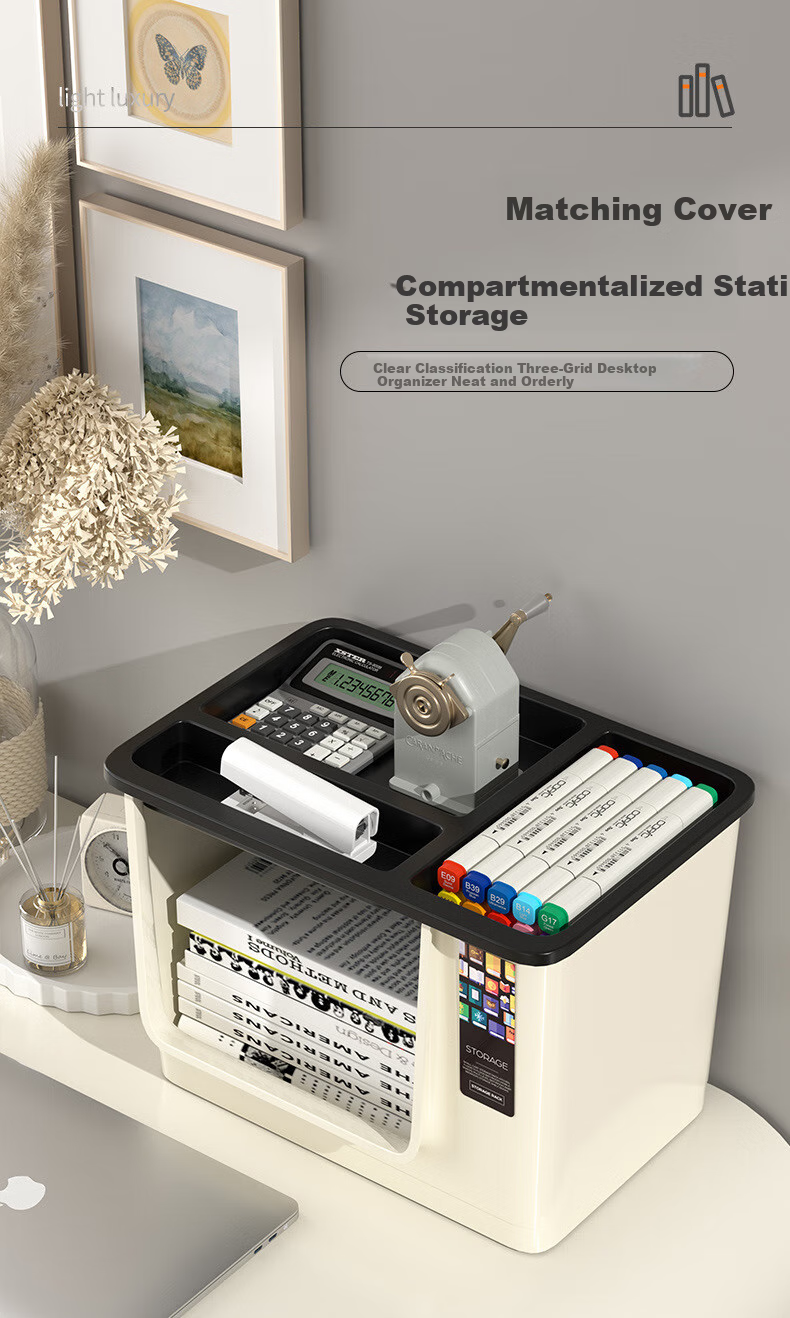 Anerya Under-Desk Bookshelf, Small Cart with Wheels for Office Workstation, Desktop Book Storage Box, Two-Tier Organizer 7