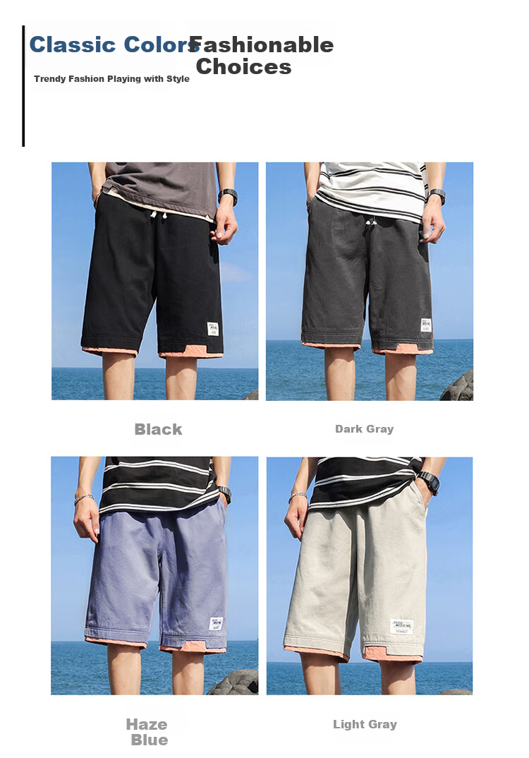 ROMON Pure Cotton Shorts, Men's Loose-Fitting Casual Sports Capri Pants, Men's Clothing, Gray 2XL 5