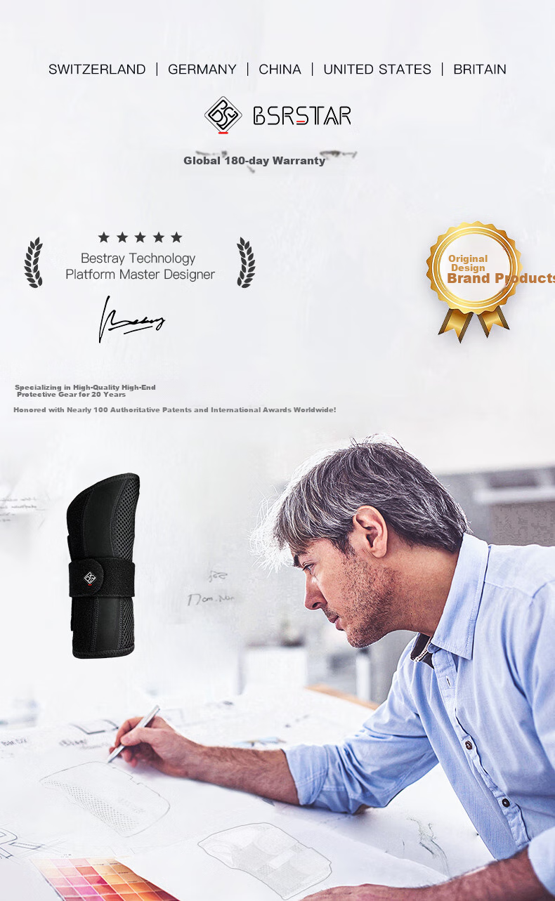Bestray Wrist Brace, Anti-Sprain Wrist Support, Professional Wrist Guard for Fractures, Splint, Rehabilitation Medical Wrist Joint Sleeve 1