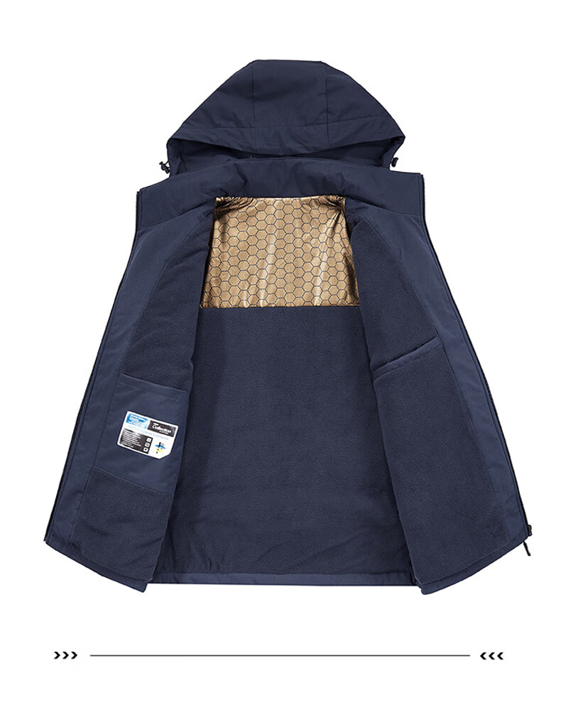 MiiOW Men's Autumn Winter Warm Cotton Padded Jacket Fleece Thickened Hooded Coat Blue XL 1