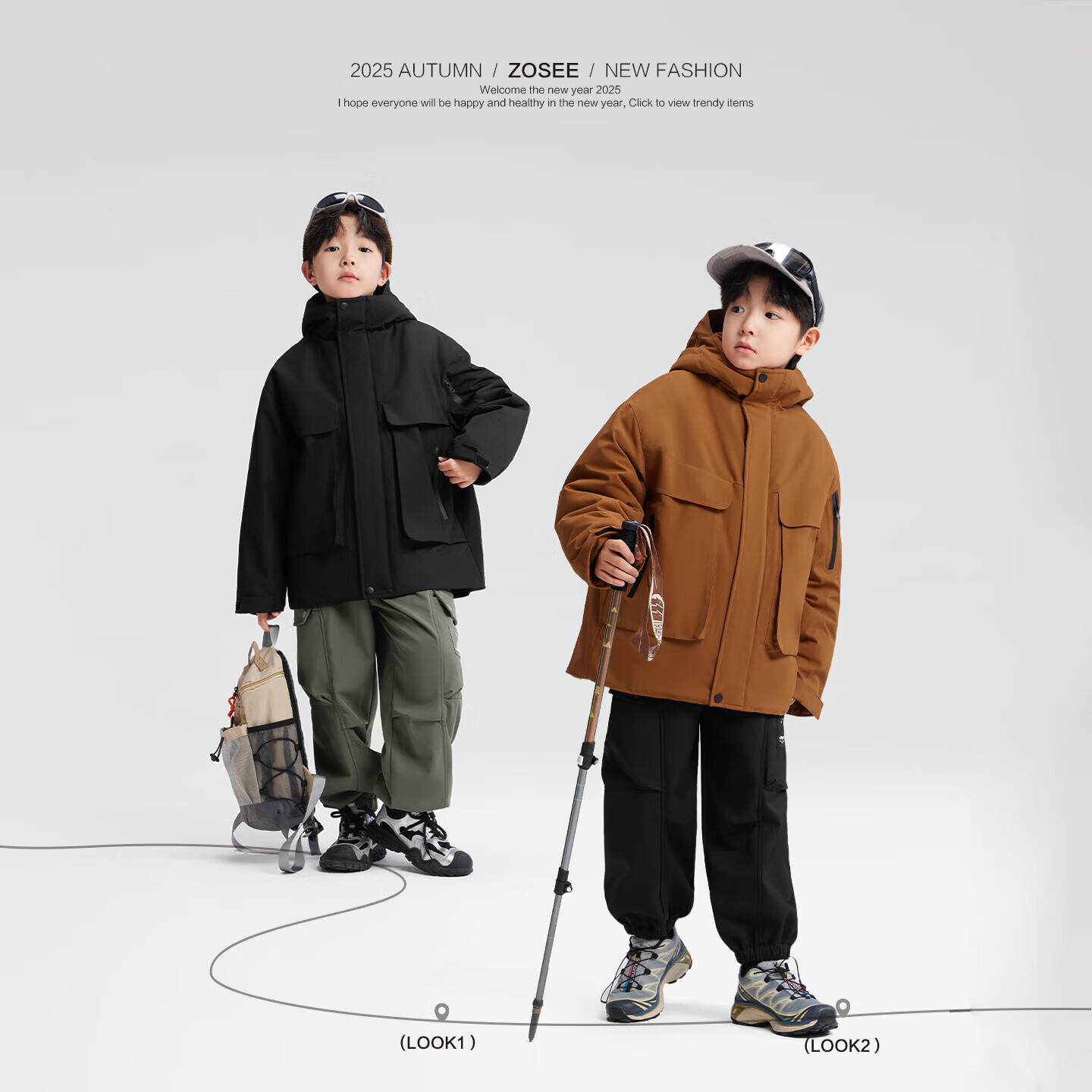 Zuo Xi Boys' Kids' Cotton-Padded Jacket 2025 New Thickened Fleece Coat Black 150
