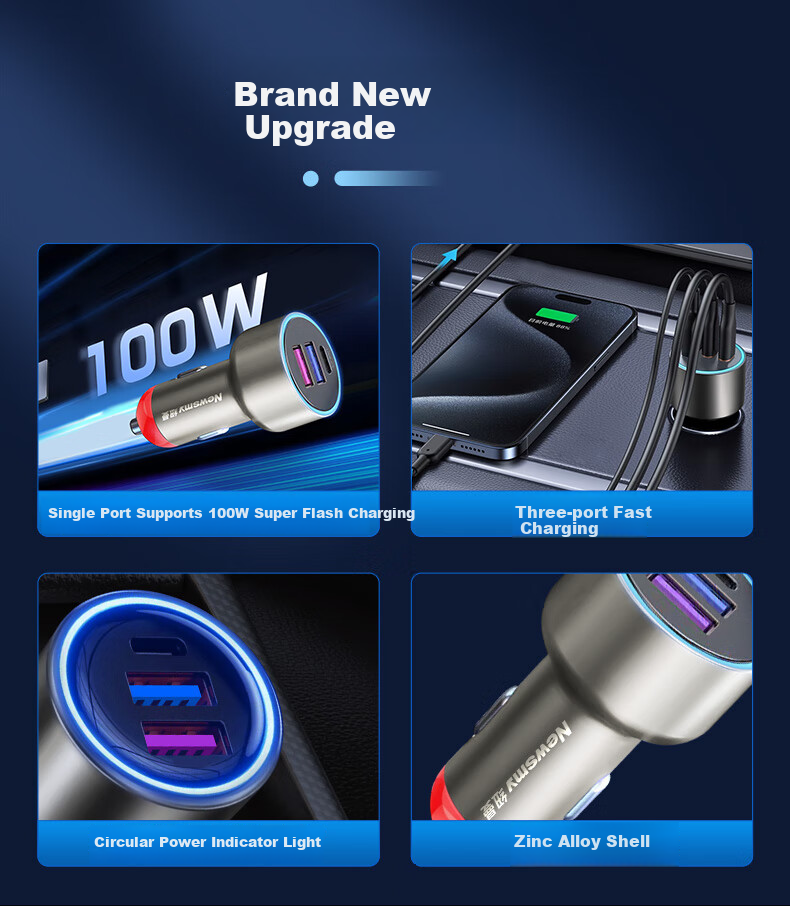 Newsmy 66W/100W Car Charger, Super Fast Charging Cigarette Lighter Adapter, Dual USB Ports [100/66W+PD45W] 2