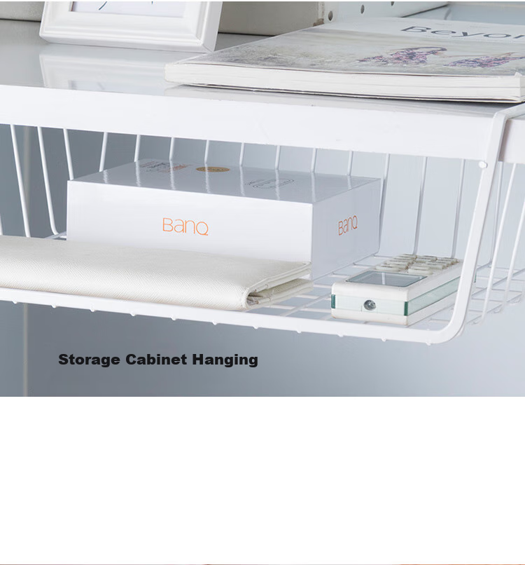 Ourunzhe Under-Cabinet Storage Rack, No Drilling Required, Cabinet Organizer, Hanging Divider, Kitchen Spice Rack, Hanging Basket, Under-Cabinet Shelf 6