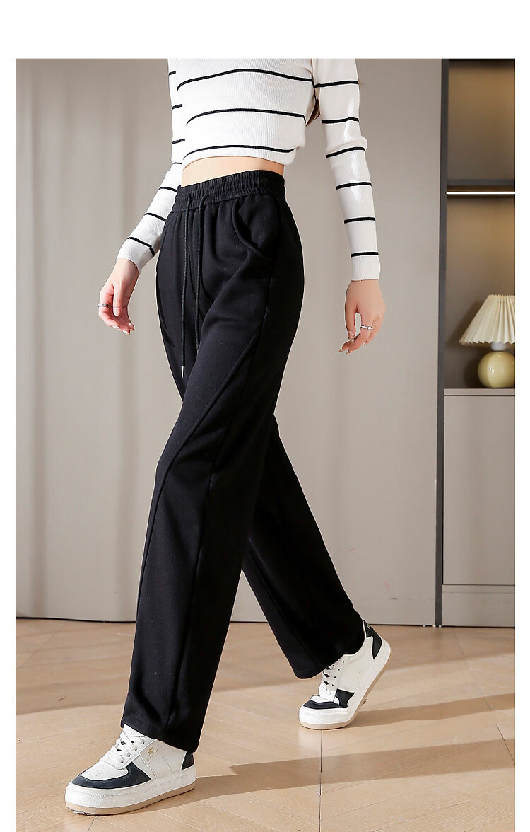 Dme Women's Casual Winter Cloud Cotton Elastic Waist Side Seam Split Banana Pants 11