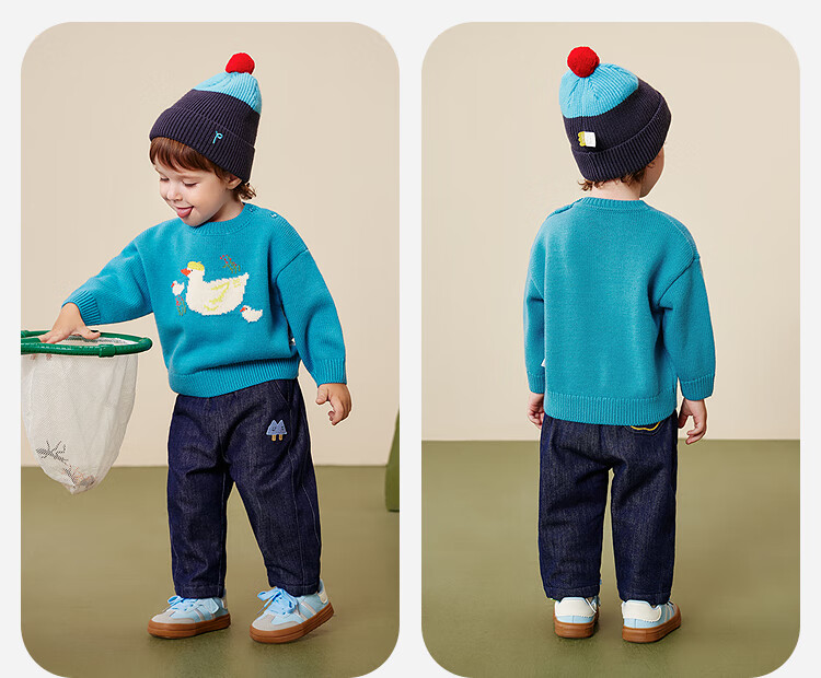 Minibala Bala Children's Baby Sweater Soft Skin-Friendly Non-Deforming Red Christmas Sweater [Artist Collaboration] 12