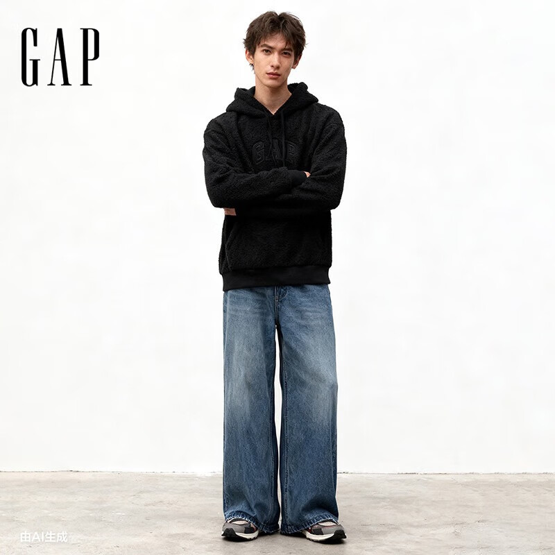 GAP Unisex 2025 Autumn New Logo Teddy Fleece Loose Hoodie American Version