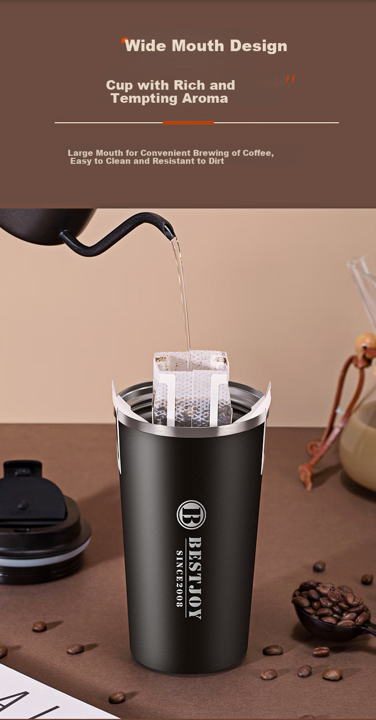 FUGURNG BESTJOY Coffee Mug, Fully Automatic Stirring Cup, 316 Stainless Steel Insulated Cup, Magnetic Electric Coffee Maker for Milk Powder, 400ml 8