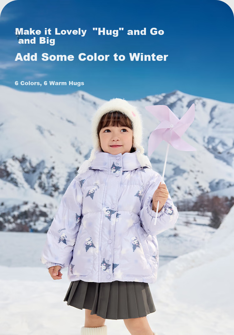 BALABALA [hellokittyIP] Girls' down Jacket Winter Coat Sanrio Outerwear Protective And Warm Fashio 3