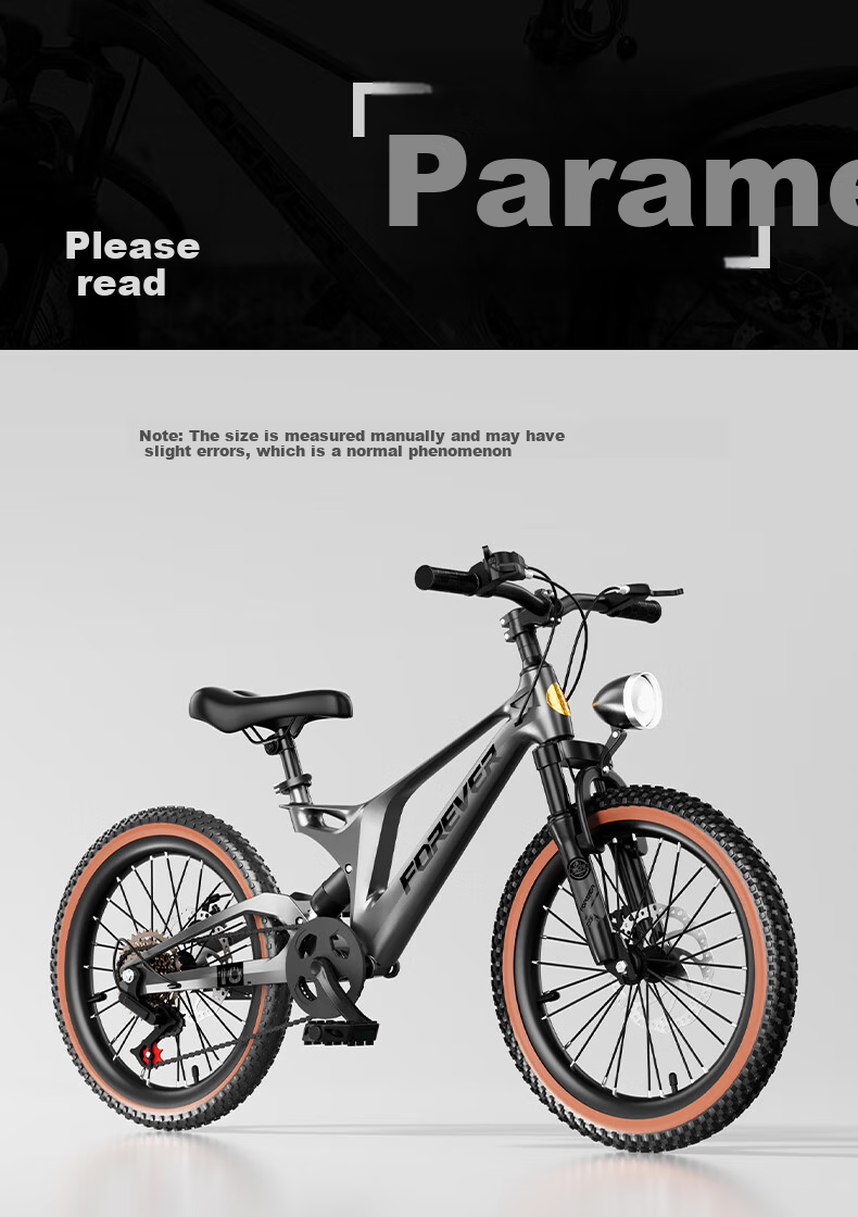 FOREVER Children's Bicycle for Ages 6-8 Magnesium Alloy Variable Speed Mountain Bike for Boys And Girls Kids Bike Speed Gray 22 Inch 16