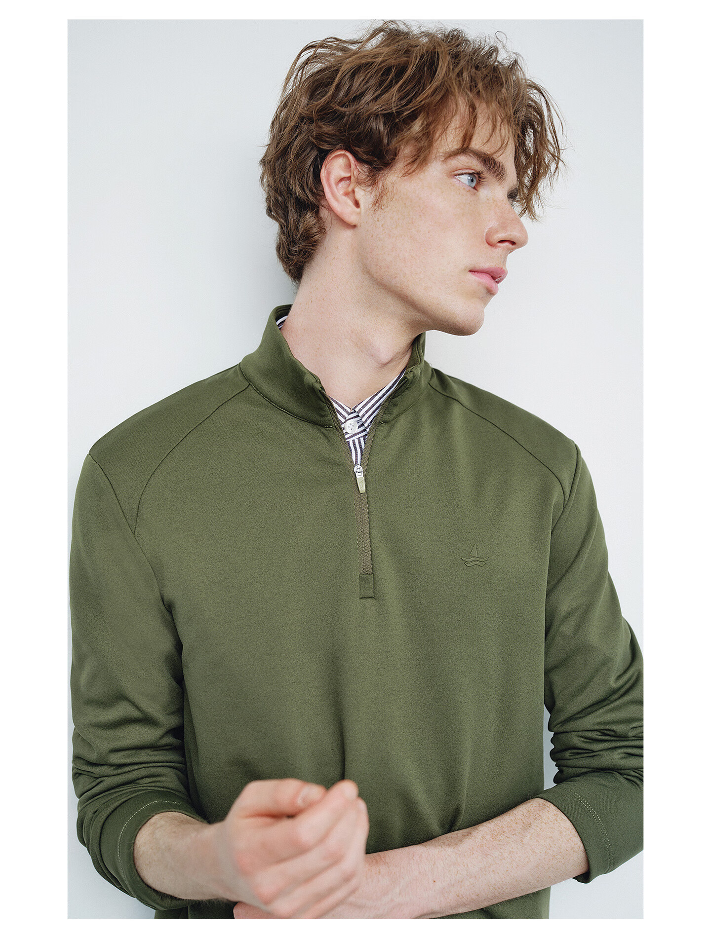 Navigare Celebrity-Inspired Small Sailboat Men's Half-Zip Brushed Casual Sweatshirt Inner Layer Top 1135845304 48