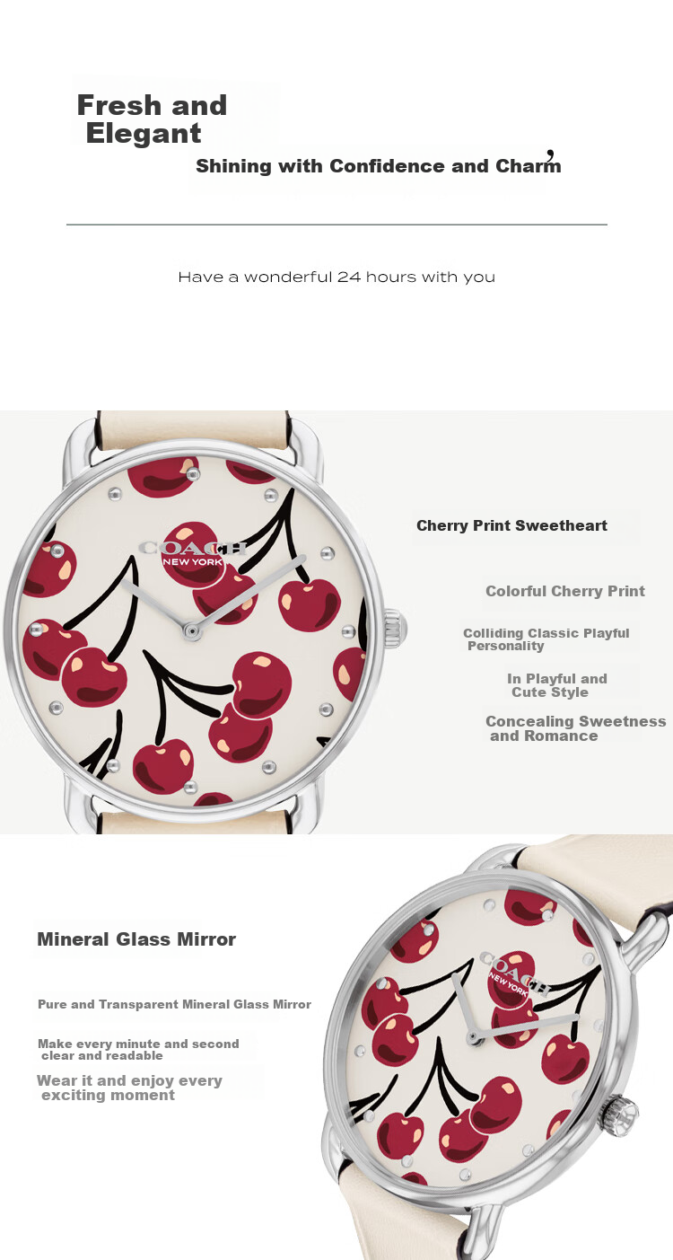 COACH ELLIOT Series Leather Strap Quartz Women's Watch 14504518, Recommended by Kong Xue'er, Mid-Autumn Festival Gift/gift-Giving 1