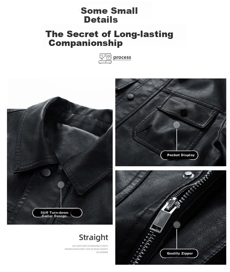 MiiOW Men's Jacket, Spring And Autumn Business Casual Outerwear, PU Leather Coat, Fashionable Trendy Jacket, Black, 3XL 5
