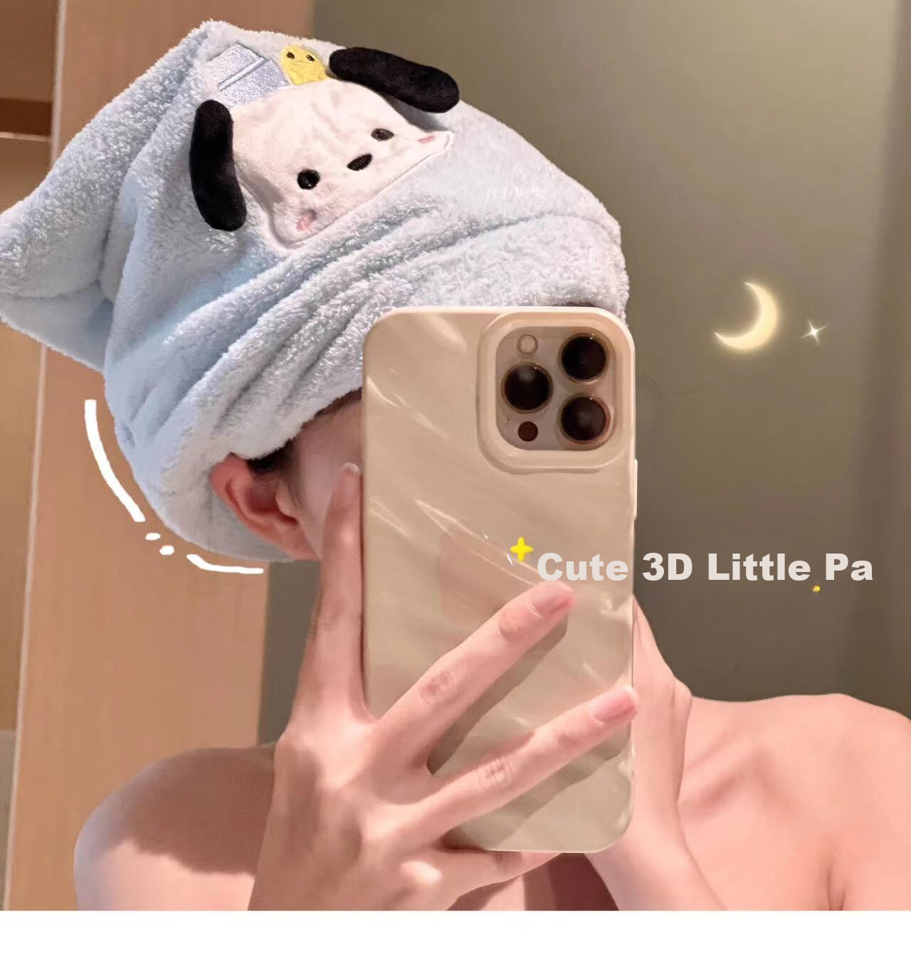 Fanyejia Cartoon Dog Bath Towel for Women, Shower Towel for Student Dormitory, Thick Coral Fleece Absorbent Quick-Drying Towel for Sports 10