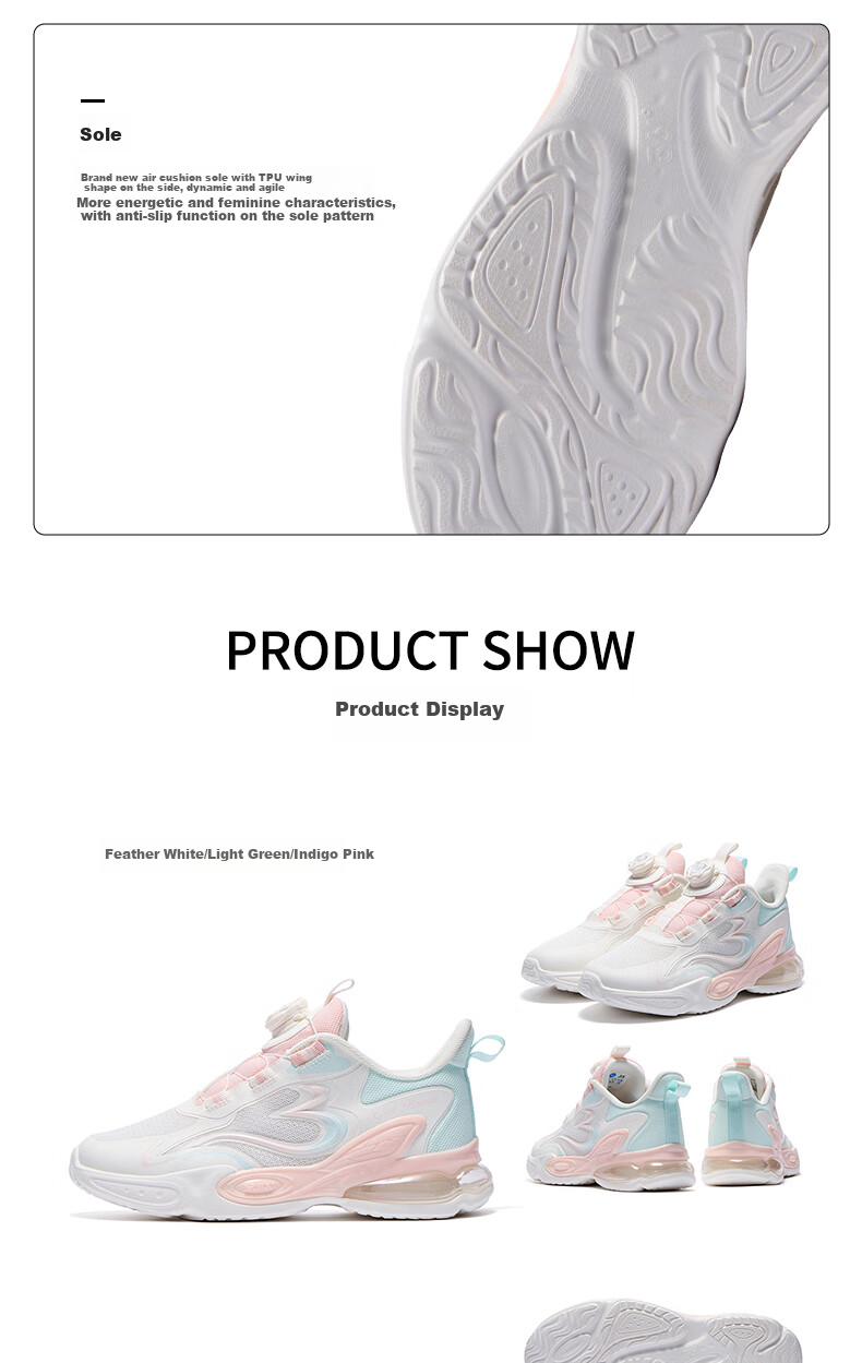 361° Children's Shoes Girls' Sports Shoes for Fall 2025, Shock-Absorbing Rebound Knob Casual Running Shoes for Older Kids, White Size 35 16