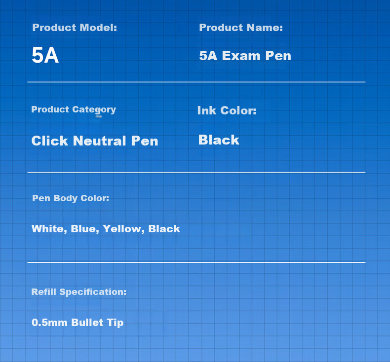 Dianshi Exam Pen [For Exams Only] 5A Exam Pen with Bullet Tip, 0.5mm Black Carbon Ink, Silent Quick-Drying Writing Pen, Back-To Essential Exam-Specific 5A-E2, Pack of 4 26