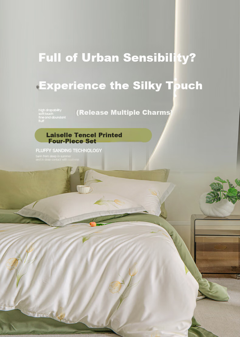 MUJI 60s Lyocell Tencel 4-Piece Bedding Set Double Duvet Cover 200x230cm 1