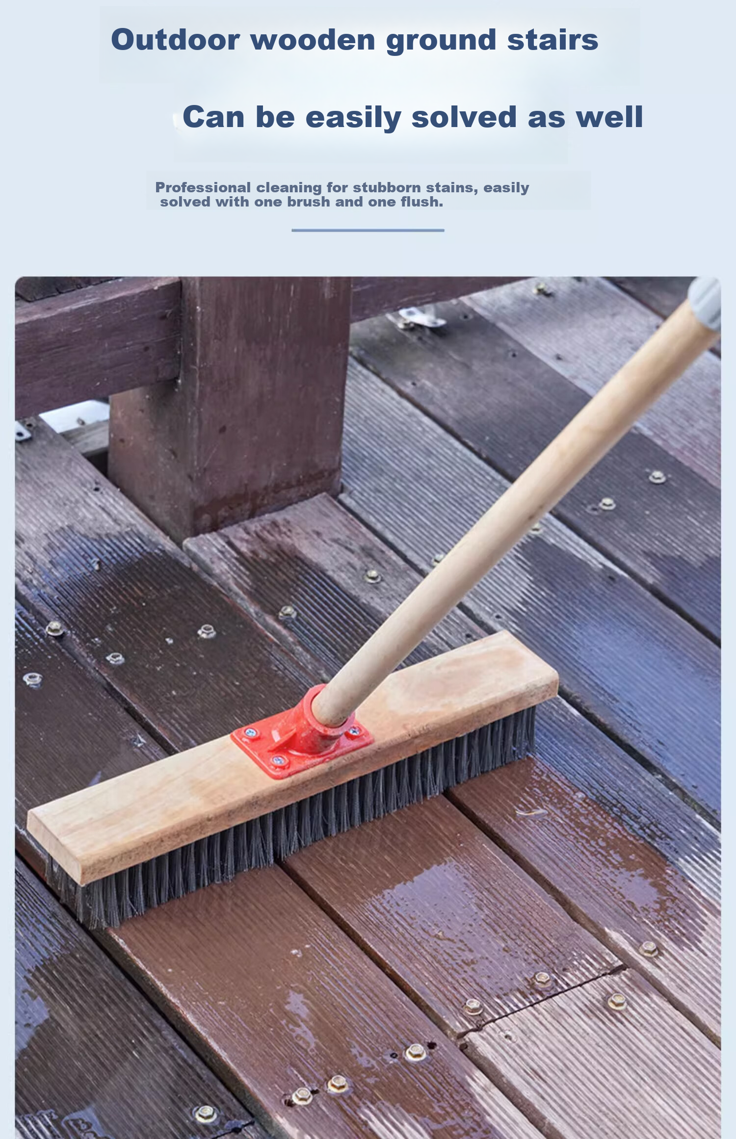 Xijie 304 Stainless Steel Wire Floor Brush Outdoor Garden Moss Long Handle Hard Bristle Cleaning Brush Large Size 13