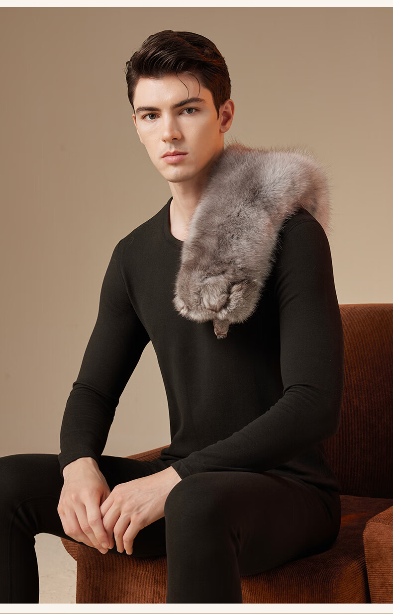 MiiOW [Class A Modal Mink Velvet] Men's Thermal Underwear 10A Antibacterial Mite-Resistant De-Rong Heating Autumn Shirt and Pants Set 2