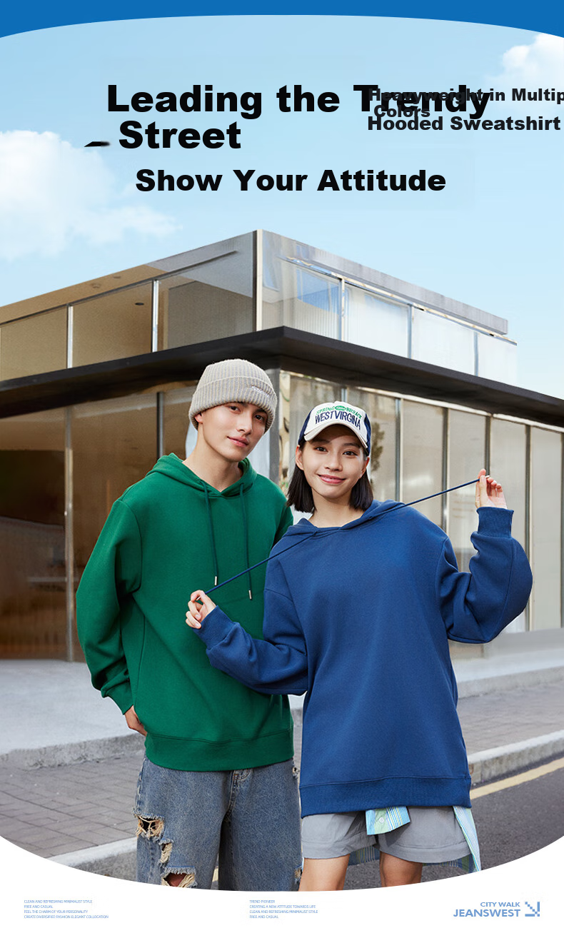 JEANSWEST LIFE Men's Hooded Sweatshirt, Spring And Autumn Heavy Cotton Casual Loose Top, Youth Trendy Versatile Jacket 1