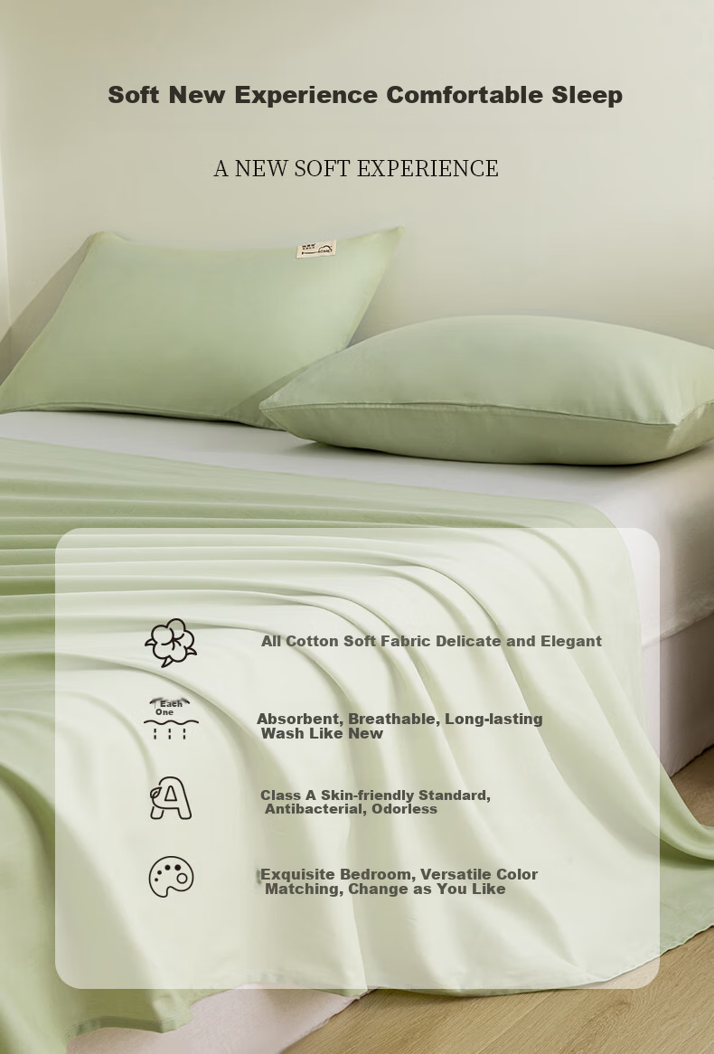 Hengyuanxiang Class A Antibacterial Pure Cotton Pillowcase, 100% Cotton Pillow Cover, 48x74cm, Set of Two, Apple Gree 2