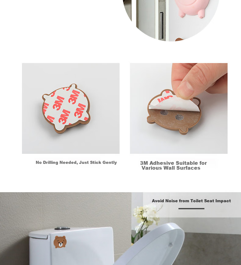Gongxun Door Handle Anti-Collision Sticker, Refrigerator Cabinet Door Wall Buffer Pad, Entrance Silicone Door Bumper, Animal Transparent, 6-Pack 5