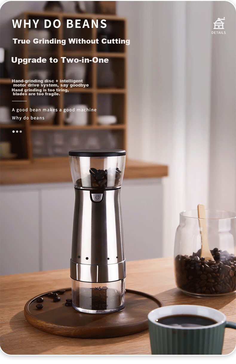 TEOTM Coffee Grinder, Portable Small Home Use Manual Grinder, Automatic Coffee Machine, Electric Bean Grinder 4