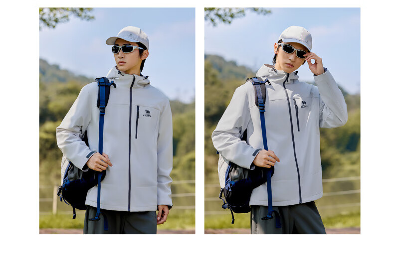 CAMEL Men's Outdoor Windproof Water-Repellent Fleece-Lined Hiking Jacket C15CAYL6023 Sun Orange M 9