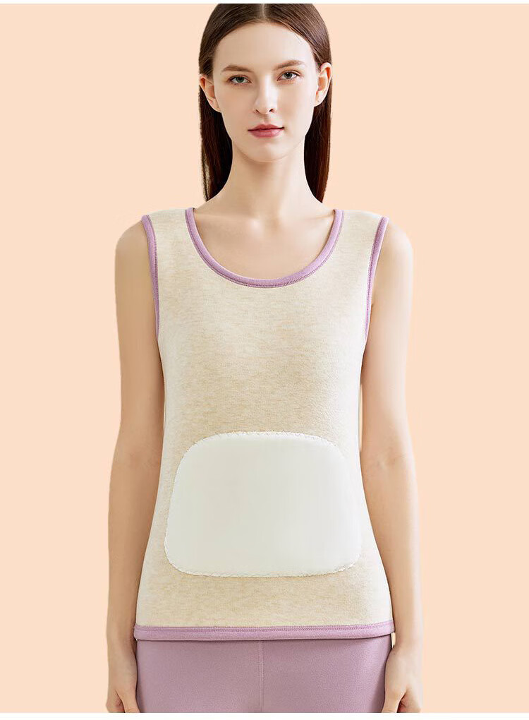 GRACEWELL Women's Thermal Vest with Wool and Silk, Fleece-Lined Thickened Autumn Innerwear, Patch Design, Base Layer Tank Top 1